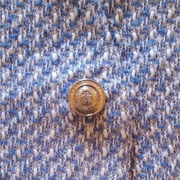 Zara Tweed Pinafore Chic Blue Sleeveless Dress with Peplum Hem - Picture 5 of 9